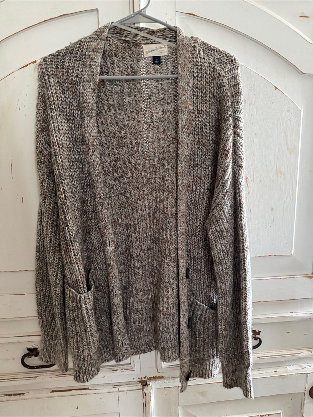 Universal Thread Women's Heathered Taupe Open-Front Cardigan